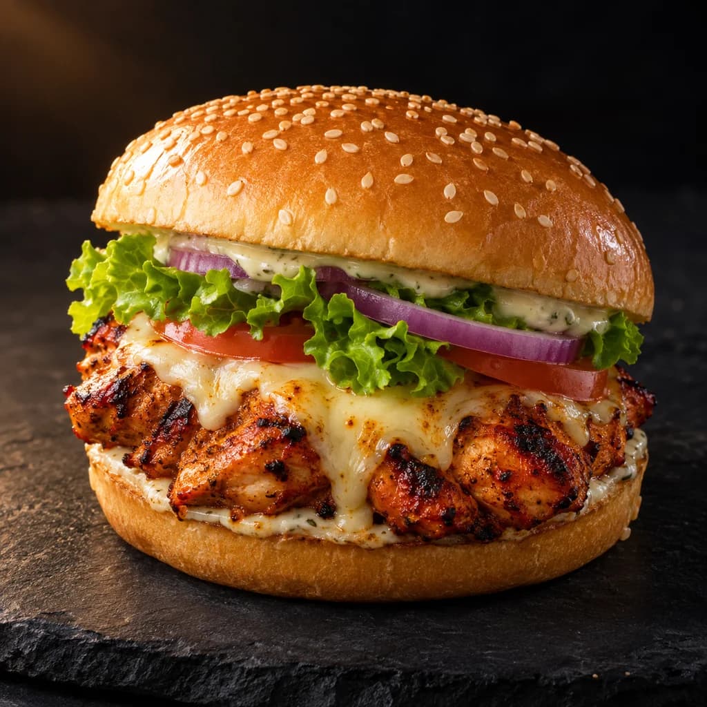 BBQ Tikka Burger with Cheese